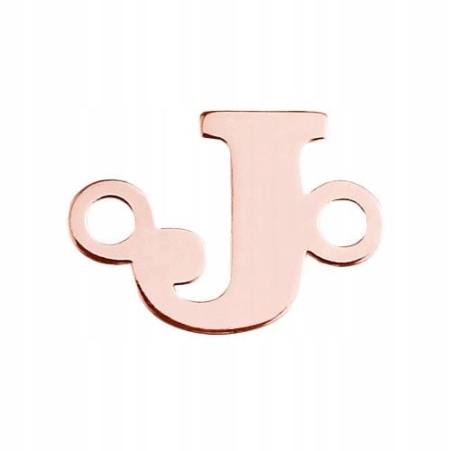 Łącznik Litera J, srebro pozłacany na różowo