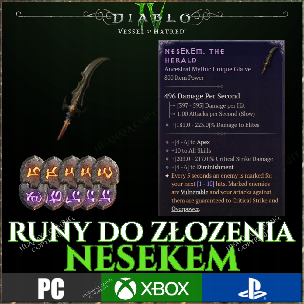 Diablo 4 IV Runy Do Złozenia|NESEKEM | Mythic Mistyczny SPARK