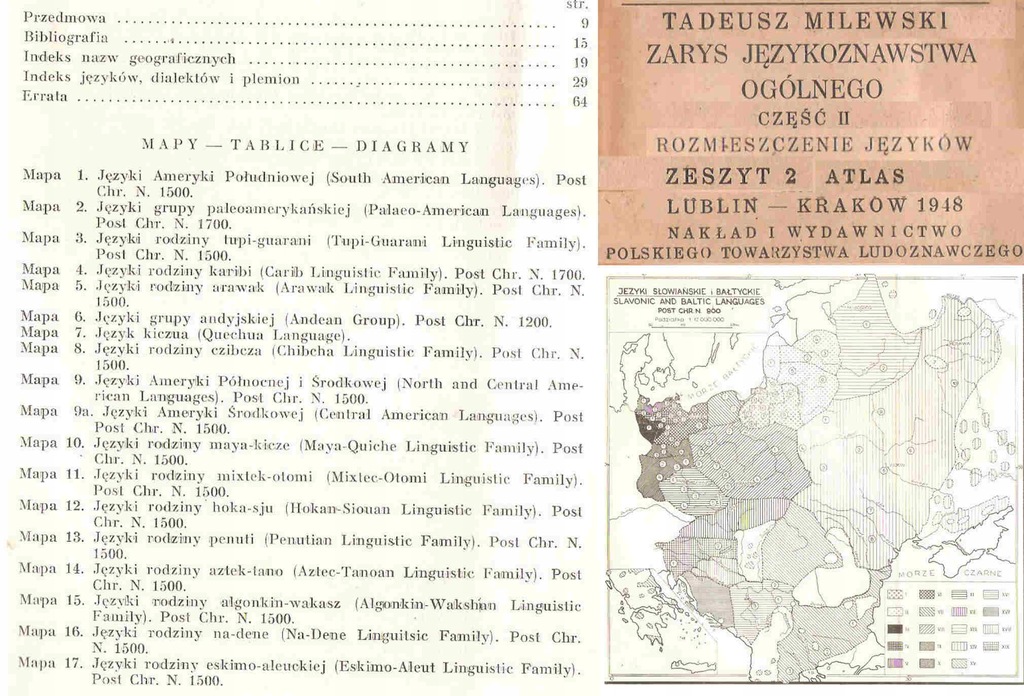 ATLAS ROZMIESZCZENIA JĘZYKÓW ŚWIATA -- 1948