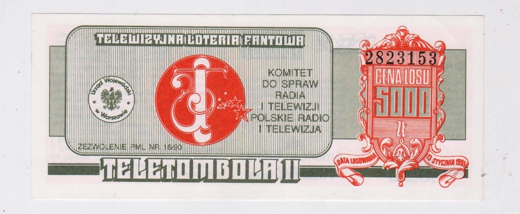 Teletombola 5000 złotych ok 1990 r