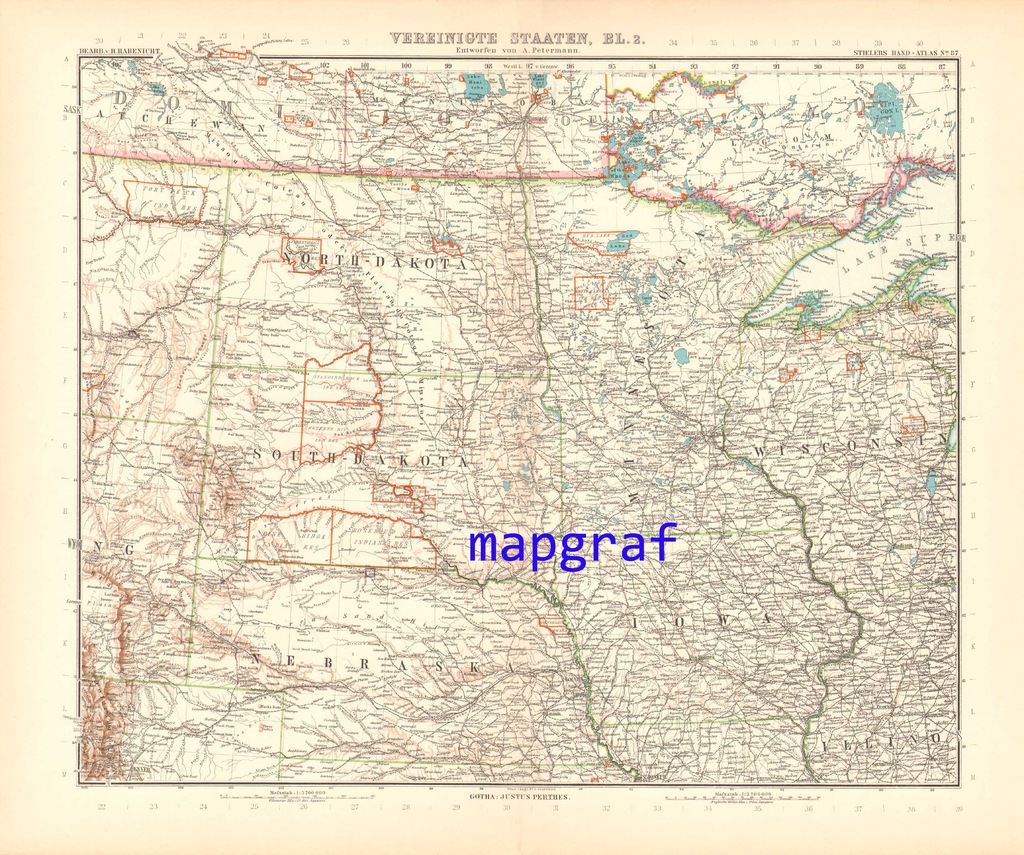 USA część 2 oryginalna stara mapa z 1906 roku 87