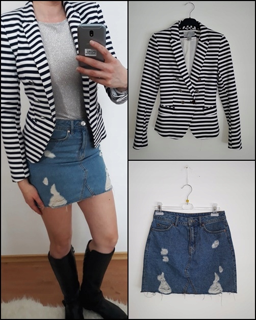 zestaw ubrań zara h&m xs s spódnice swetry