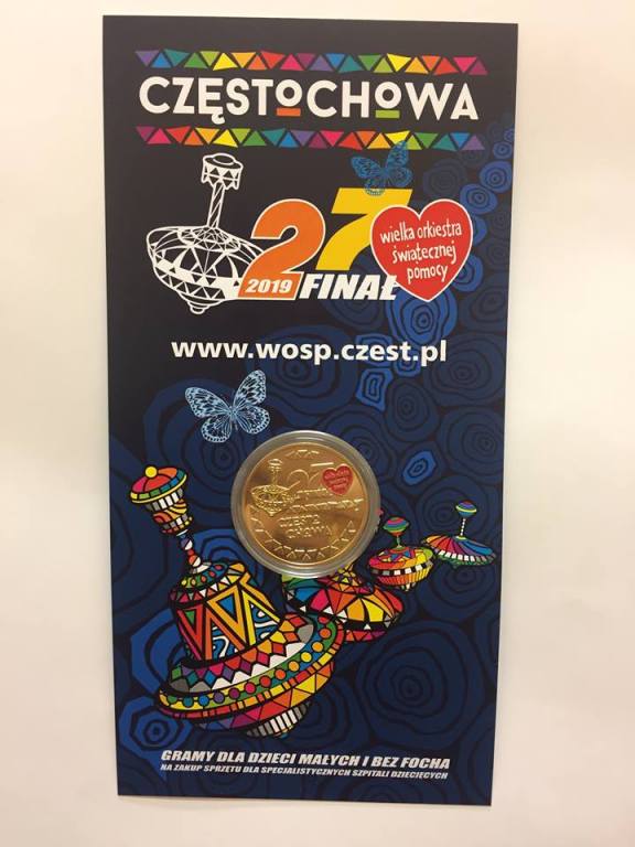 Okolicznościowa moneta 27 finału WOŚP Częstochowa