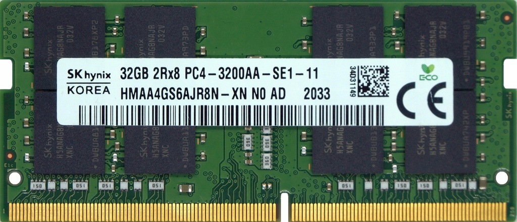 HYNIX 32GB RAM PC4-3200AA-SE1-11 HMAA4GS6AJR8N-XN - 12682516902 ...