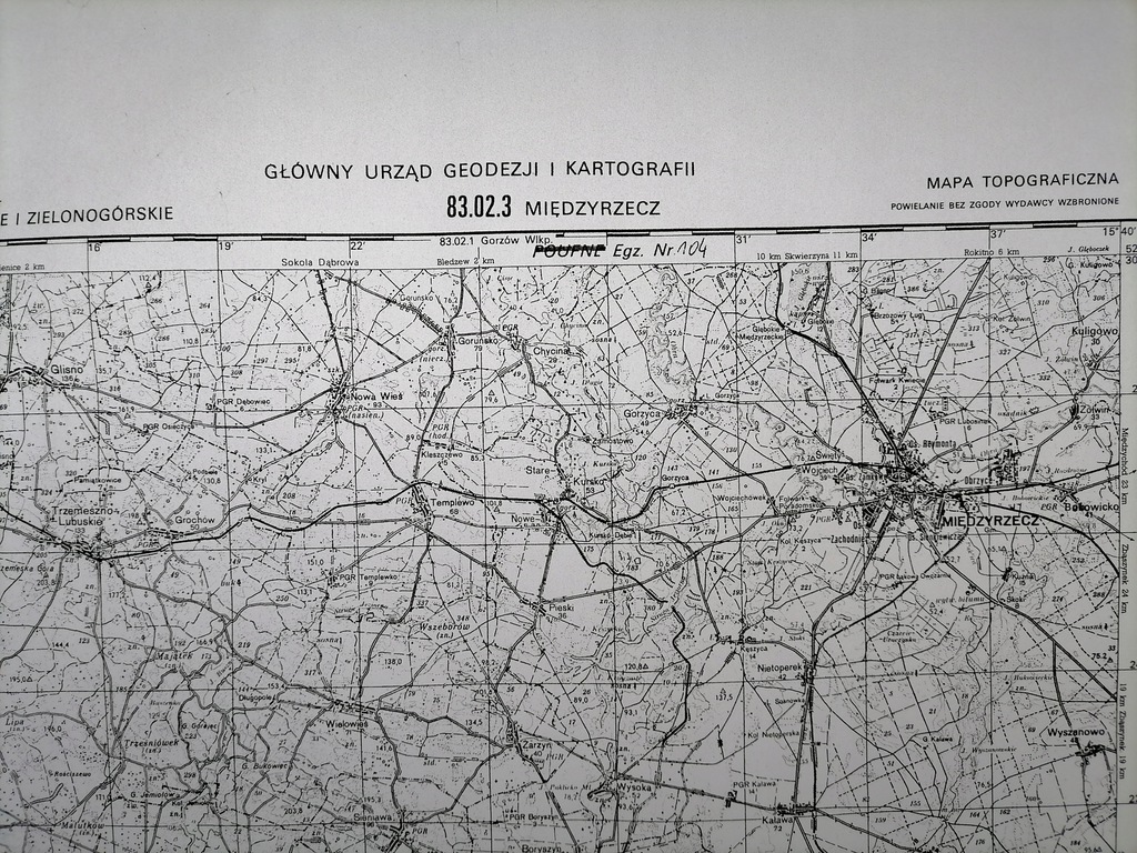 Mapa topograficzna lubuskie 1982 Międzyrzecz PRL