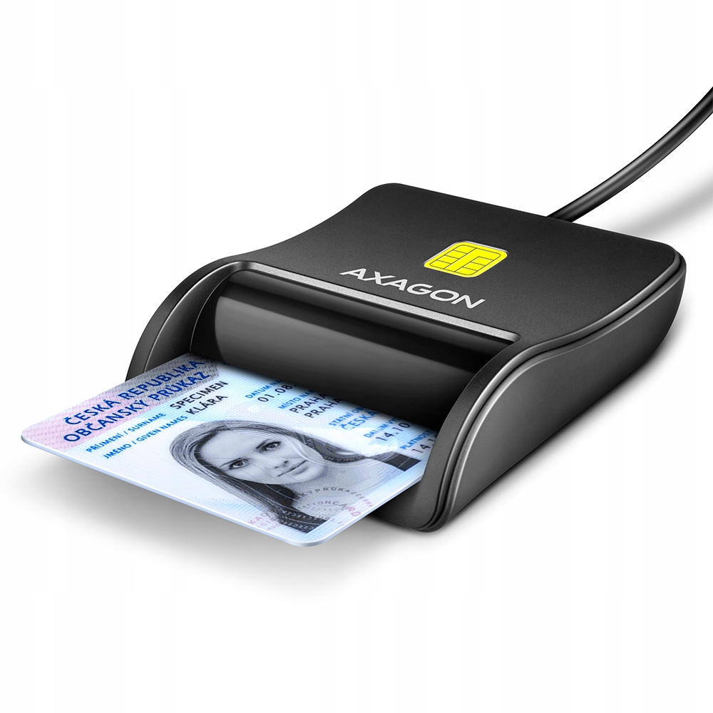AXAGON Compact desktop USB contact Smart/ID card reader with long, USB-A ca