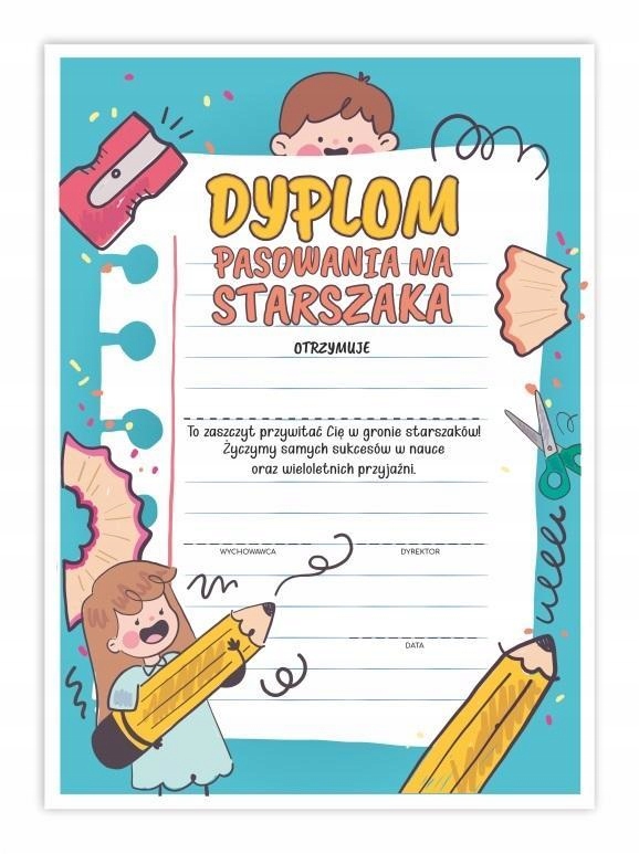 DYPLOM A4 PASOWANIA NA STARSZAKA - KARTKA 5SZT