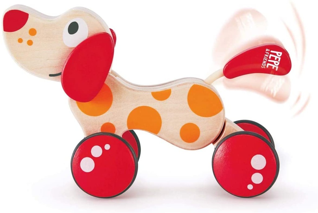 Hape E0347 - Piesek Na Sznurku do Ciągnięcia