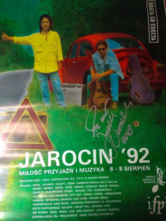 Plakat Jarocin '92 z autografem Jurka Owsiaka