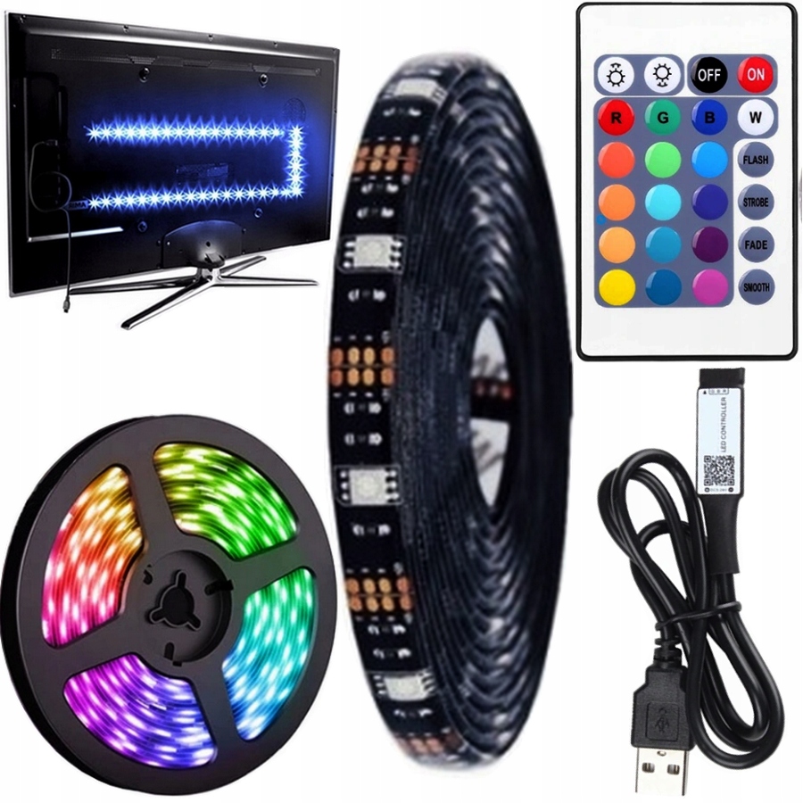 Купить LED TV USB STRIP 1M RGB подсветка 5В + ДИСТАНЦИОННЫЙ: отзывы, фото, характеристики в интерне-магазине Aredi.ru