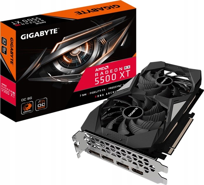 Купить Видеокарта Gigabyte RX 5500 XT OC 8 ГБ GDDR6: отзывы, фото, характеристики в интерне-магазине Aredi.ru