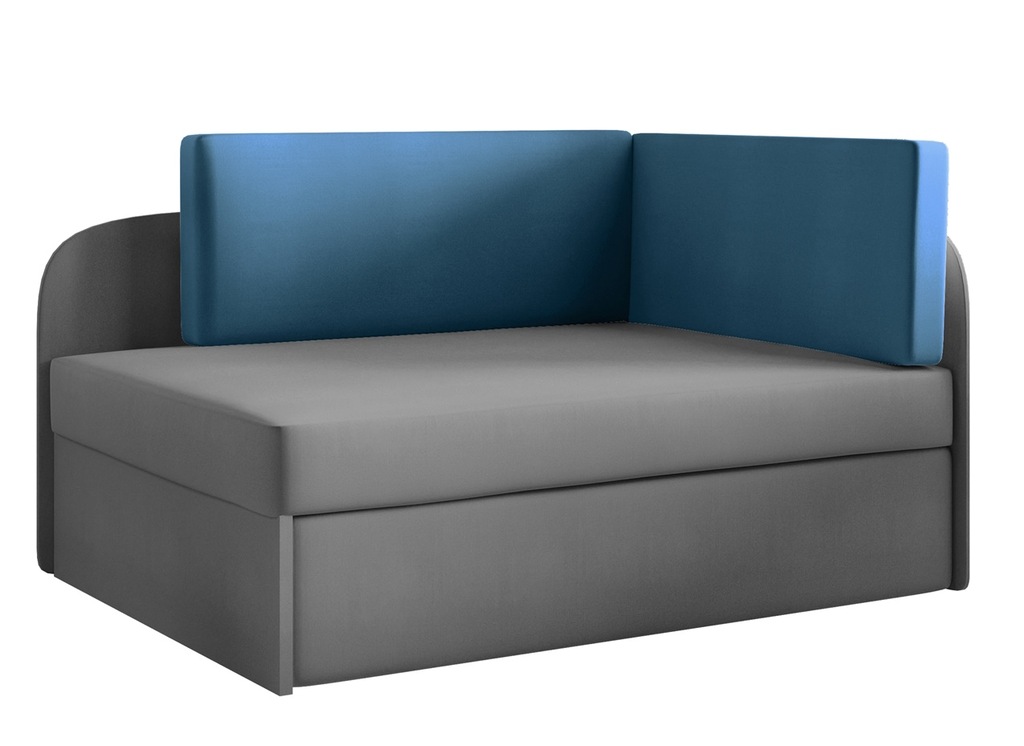 Sofa dziecięca SOFI łóżko rozkładane lewostronne szaro niebieskie