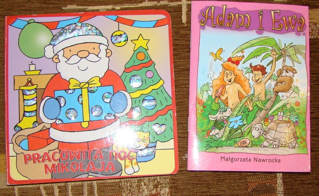 Dwie książeczki dla dzieci + magnesy na lodówkę
