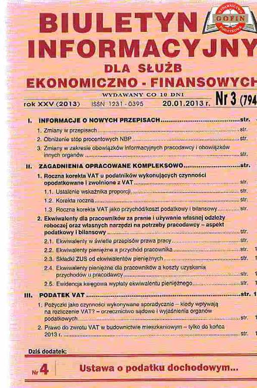 EKONOMIA I FINANSE 20.01.13  BIULETYN INFORMACYJNY