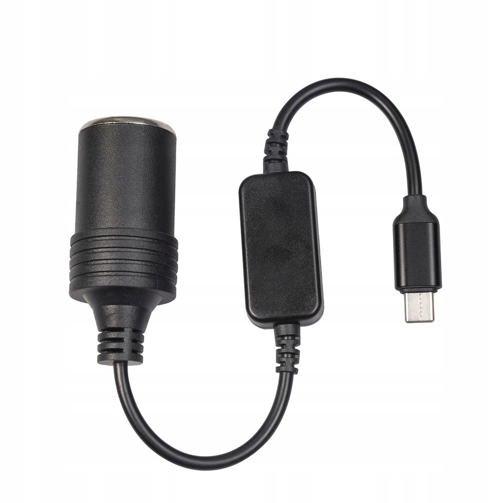Adapter USB C do zapalniczki samochodowej 12 V. Solidny czarny adapter USB