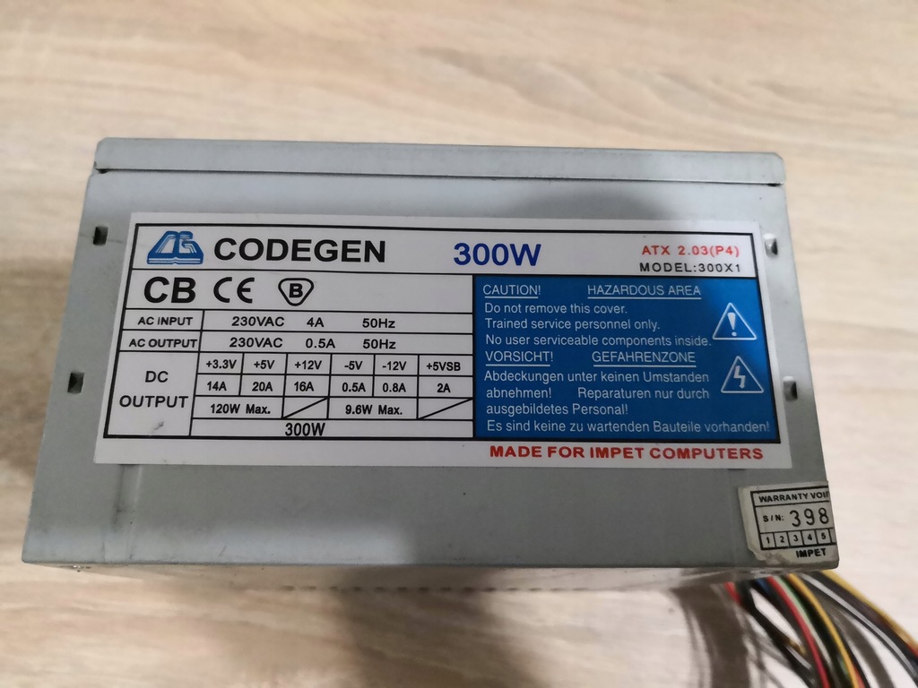 Zasilacz CODEGEN 300W ATX 2.03(P4) MODEL 300X1 - 7858686352 - oficjalne ...