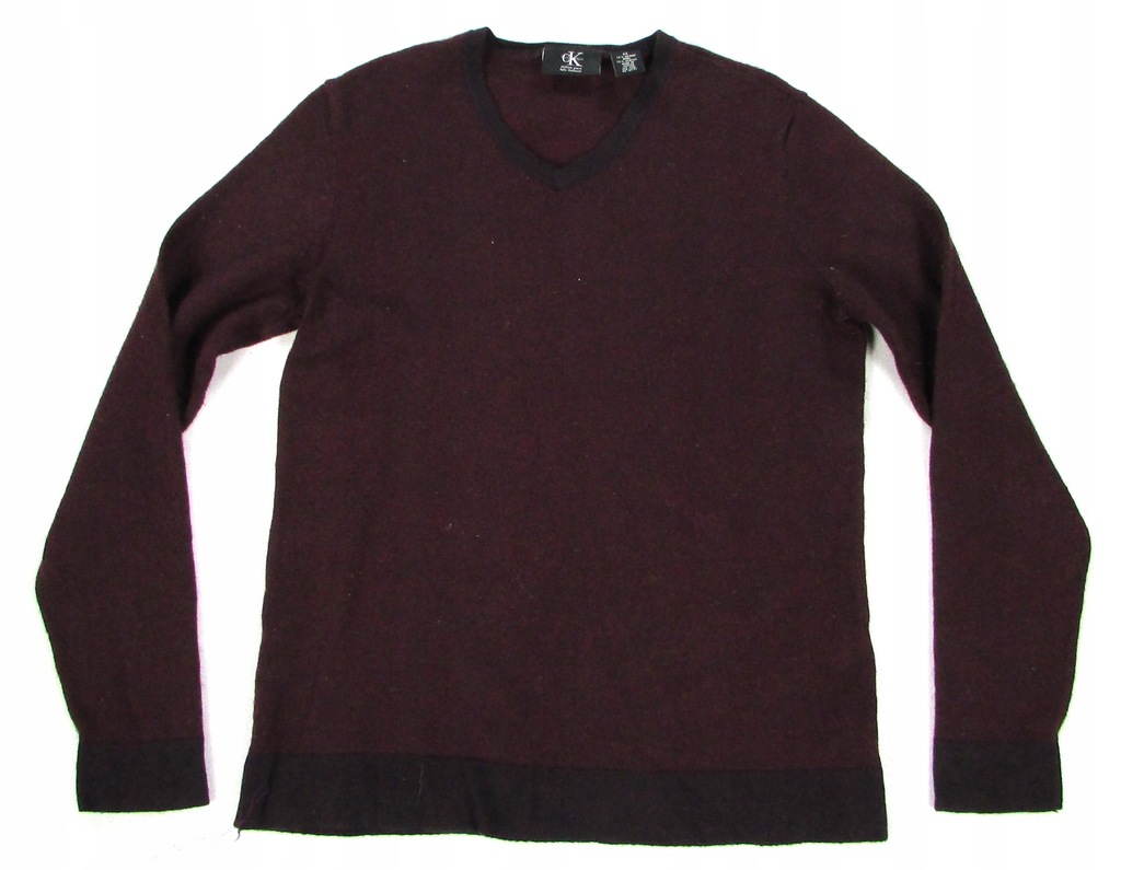 * CALVIN KLEIN *_M_Modny, wełniany sweter w serek