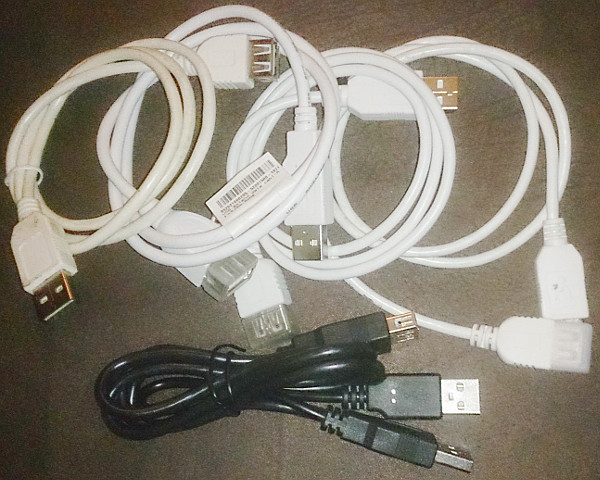 5x Przedłużacze Kabel Kable USB 2.0 AM-AF 0.7m