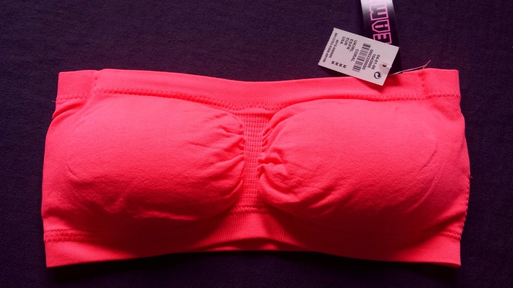 PRIMARK STANIK BRA PUSH-UP TUBA BANDEAU NeoN róż M