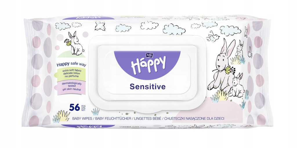 PAKIET chusteczki Happy Sensitive 24 x 56 szt.