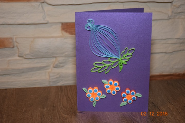 KARTKA OKOLICZNOŚCIOWA RĘCZNIE ROBIONA QUILLING