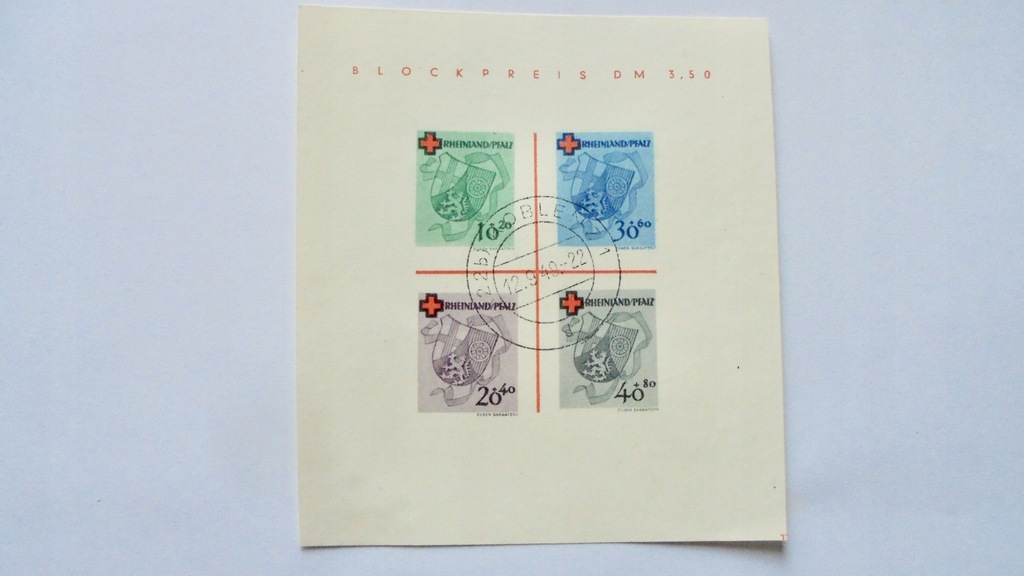 1949 Rheinland Pfalz blok nr.1 kasowany, gwarancja BPP, wartość 1800,- Euro