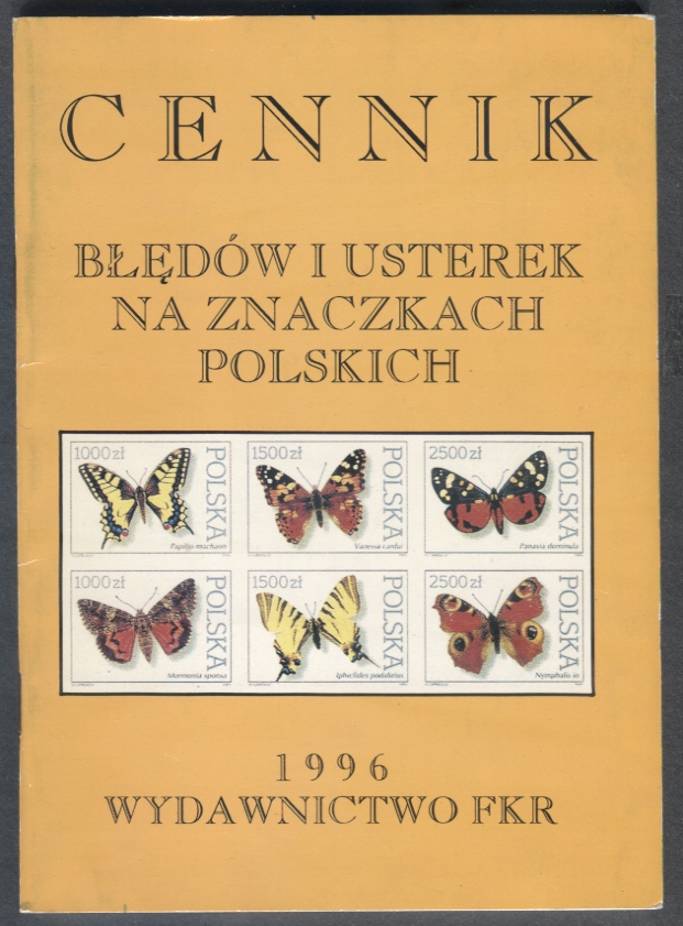 Cennik błędów i usterek na znaczkach, FKR, 1996r.