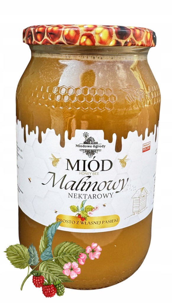 MIÓD MALINOWY Z PASIEKI MIODOWE OGRODY 1,2KG