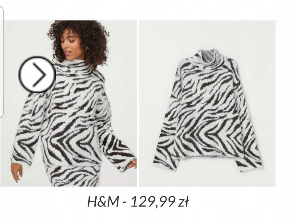 Komplet spódnica i golf H&M zebra XS