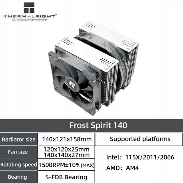 Thermalright FS140 V3Dual Tower CPU Cooler radiator With 140mm PWM fan