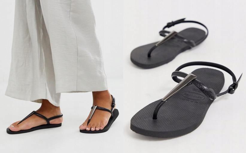 A0C101*HAVAIANAS CZARNE SANDAŁY JAPONKI 38 A01