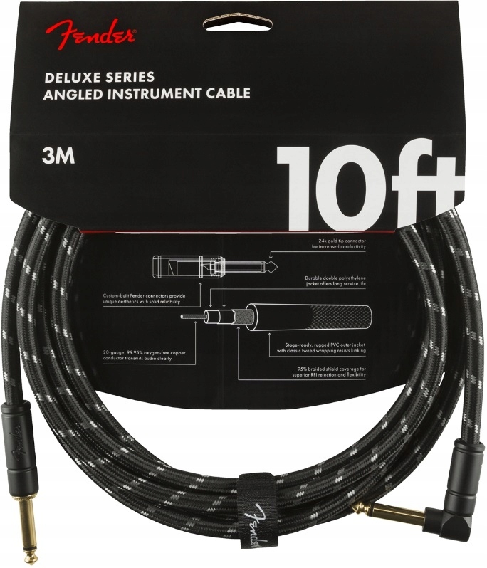 Fender Deluxe Angle 10' Black Tweed kabel