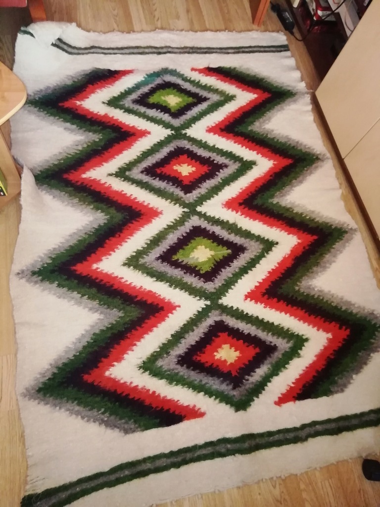 Piękny duży kilim art deco lata 60 wełna