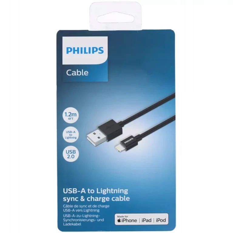 PHILIPS PRZEWÓD USB-A - LIGHTNING 1.2M DLC104V