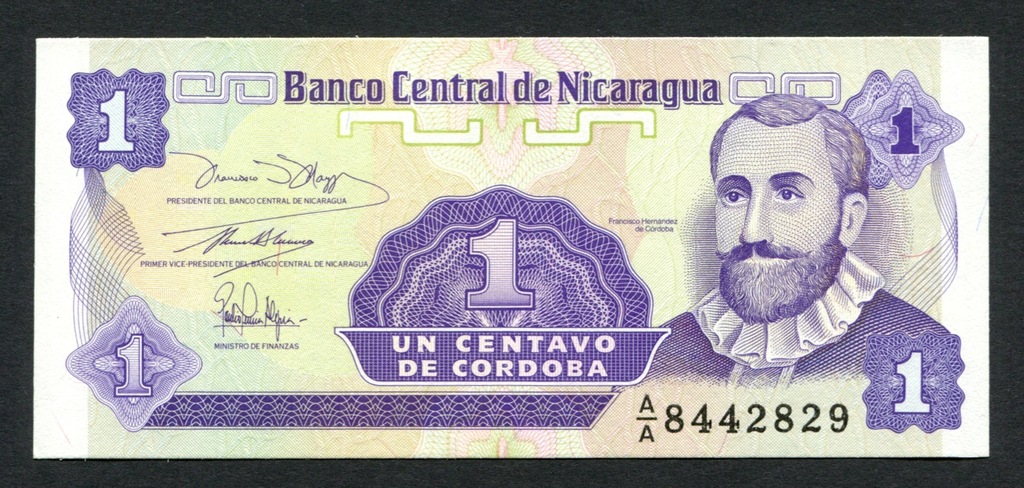 1 Centavo de Córdoba Nikaragua 1991 P#167 UNC Seria AA
