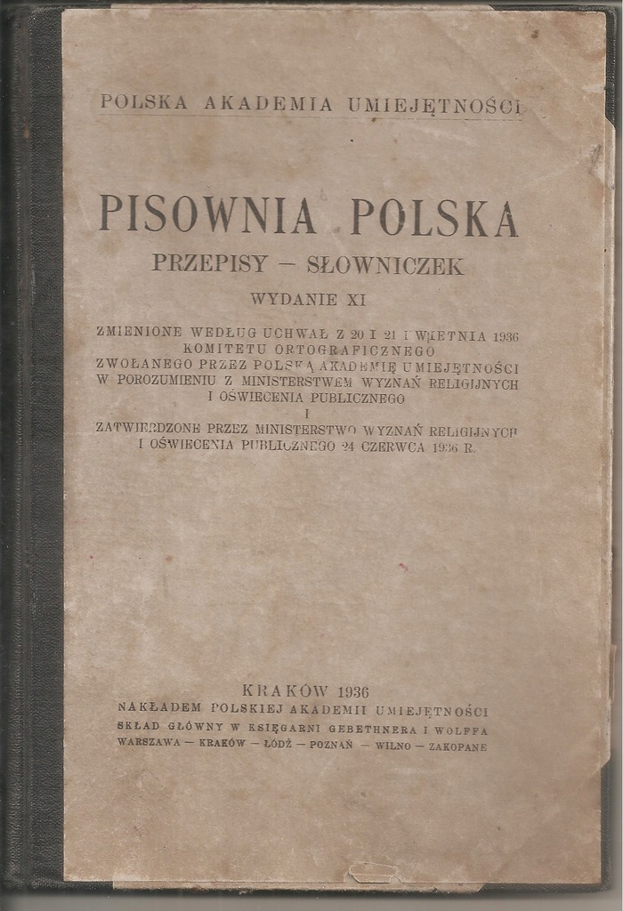 PISOWNIA POLSKA - PRZEPISY - SŁOWNICZEK - książka z 1936 roku.