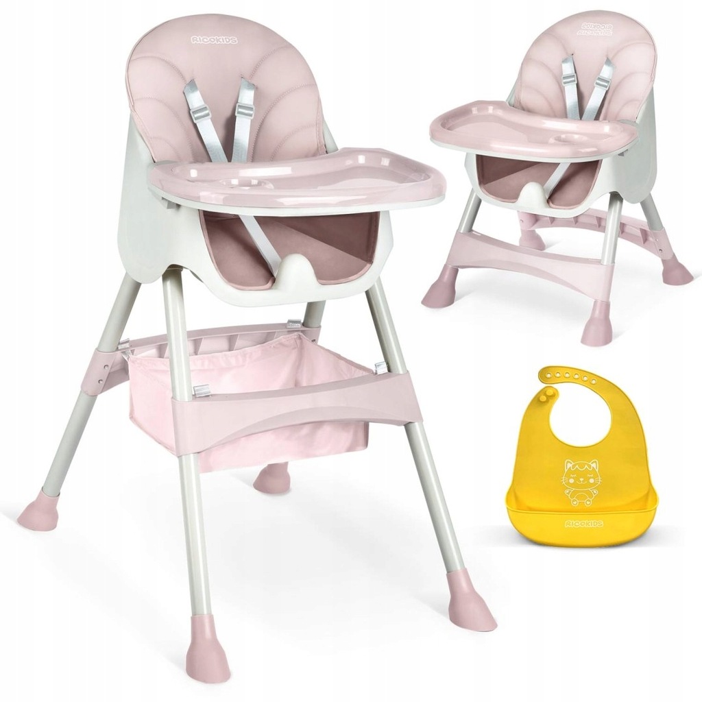 Krzesełko do karmienia ze stolikiem Milo różowe Ricokids