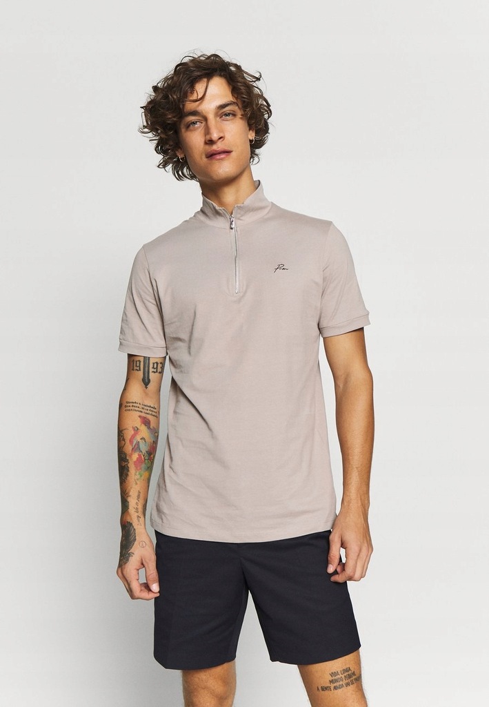 JACK&JONES T SHIRT BASIC STÓJKA BEŻOWY XL 1BAJ