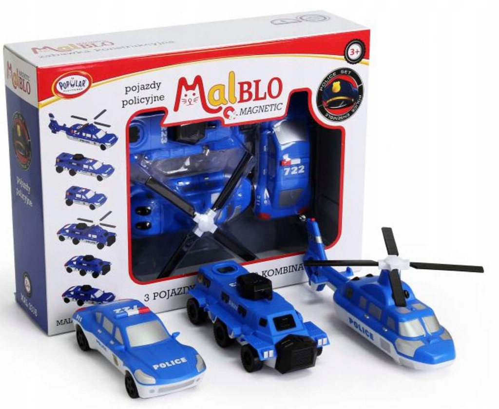 MALBLO Klocki magnetyczne Pojazdy policyjne 0316