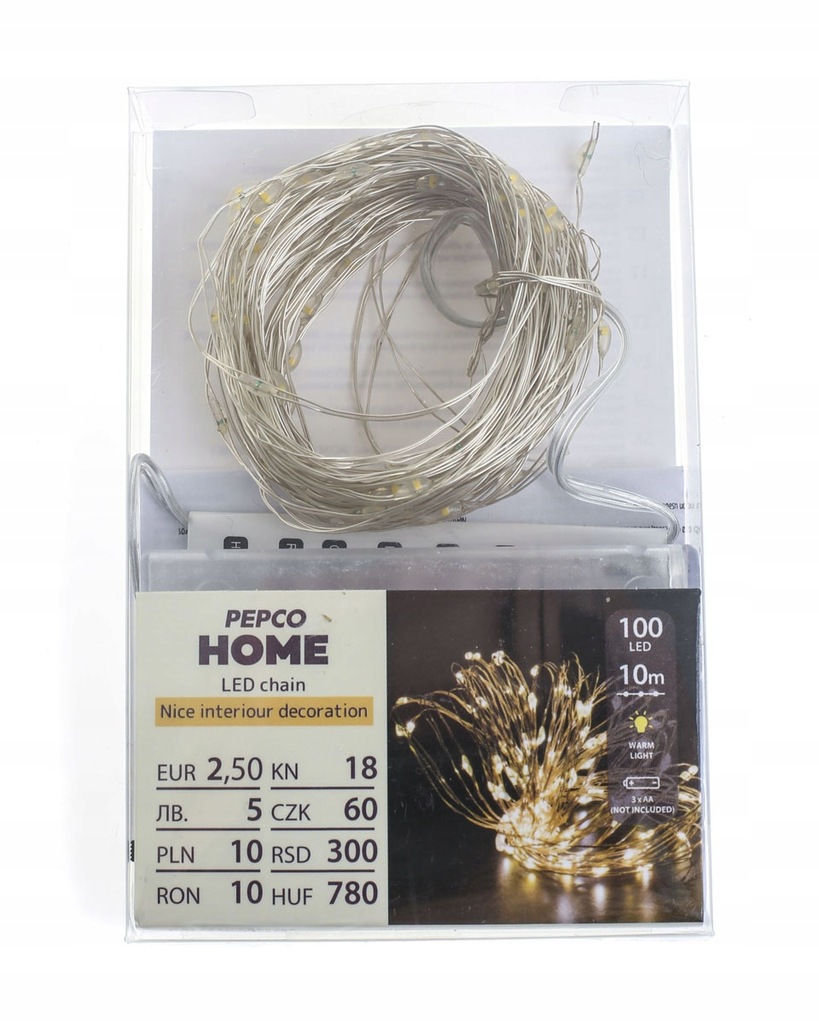 PEPCO Łańcuch LED, 100 lampek Srebrny