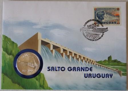 BLISTER SALTO GRANDE URUGUAY Z MONETĄ 100 N$ - AG!