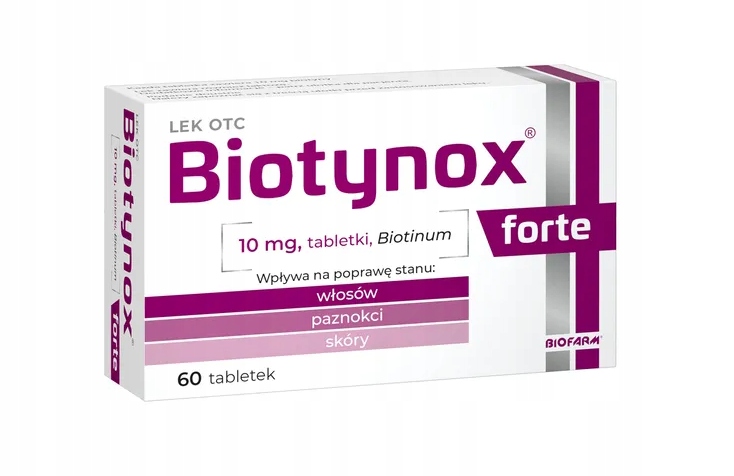 Biotynox Forte biotyna 10 mg włosy skóra 60 tabl.