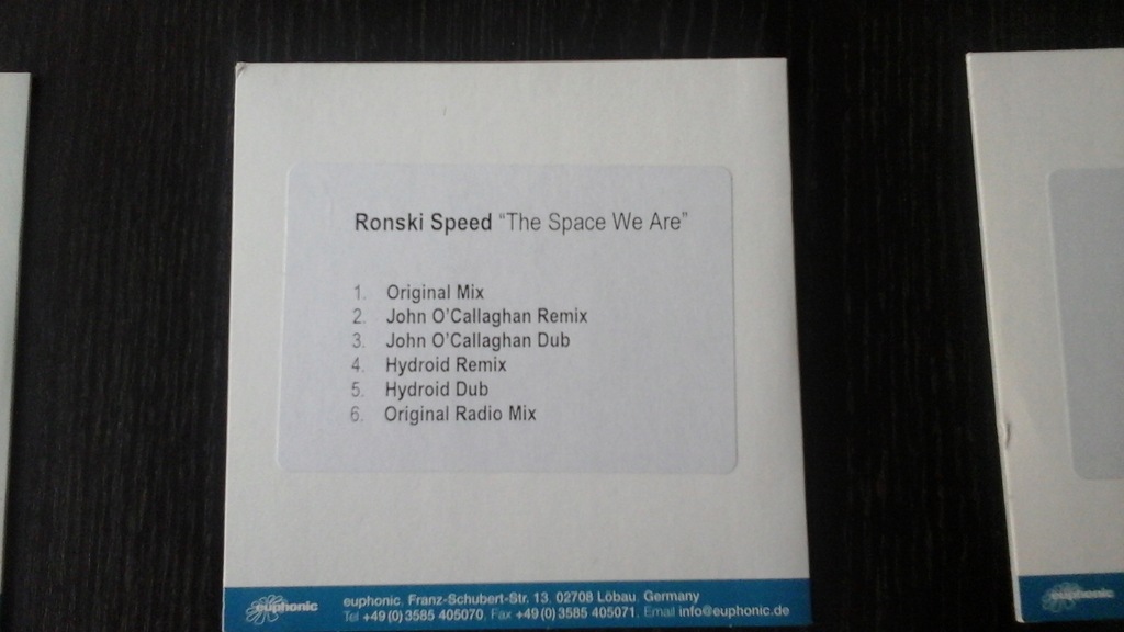 RONSKI SPEED THE SPACE WE ARE CDR PROMO EUPHONIC