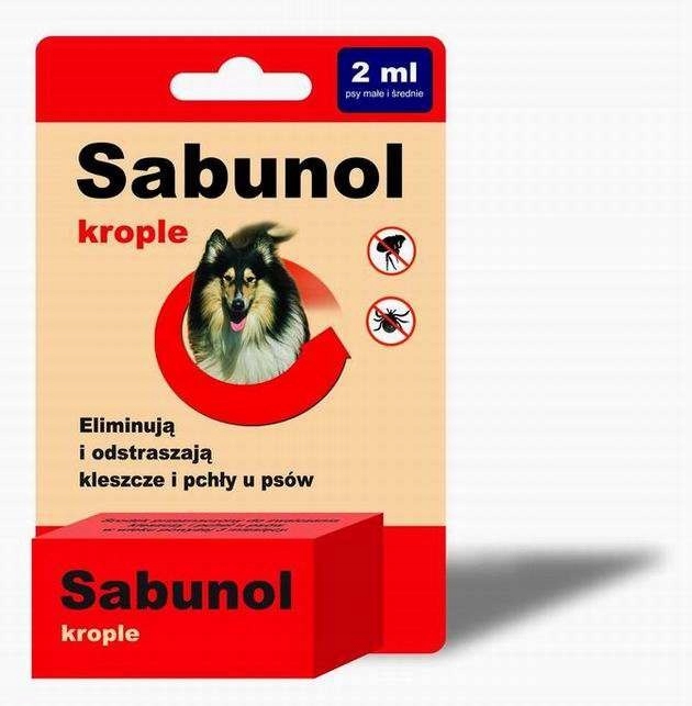 SABUNOL KROPLE DLA PSA NA PCHŁY I KLESZCZE 2ML