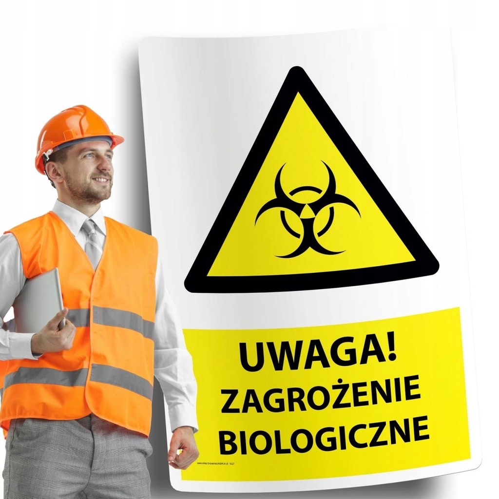 Naklejka 20x30 cm UWAGA ZAGROŻENIE BIOLOGICZNE