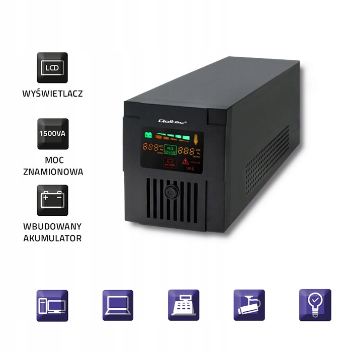 Купить Qoltec UPS 1500VA 900W LCD USB аварийный источник питания: отзывы, фото, характеристики в интерне-магазине Aredi.ru