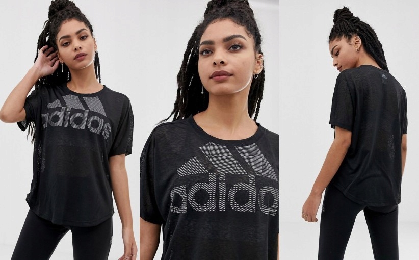 P8F312*ADIDAS CZARNY T-SHIRT SPORTOWY LOGO S U00