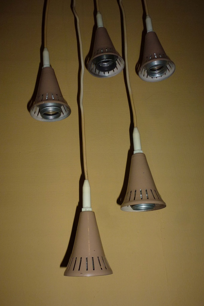 Lampy wiszące 5 sztuk prl retro vintage