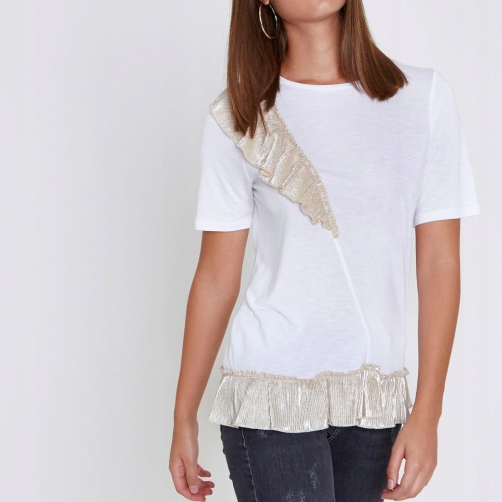 AG-3-7-4 RIVER ISLAND T-SHIRT Z FALBANĄ ROZM 40