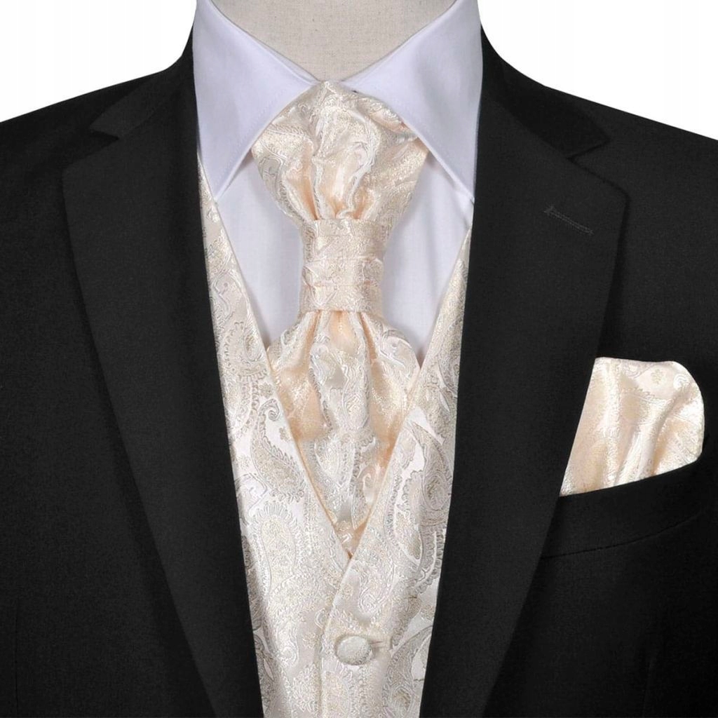 Męska kamizelka ślubna ze wzorem z krawatką i chus